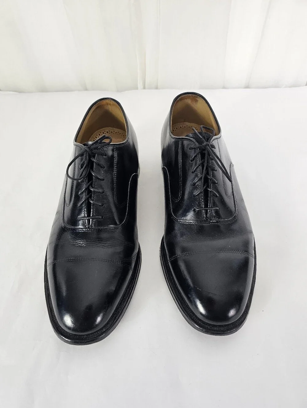 Johnston & Murphy Hyde Park II Black Leather Cap Toe Oxfords Dress Shoes 7.5 E/C